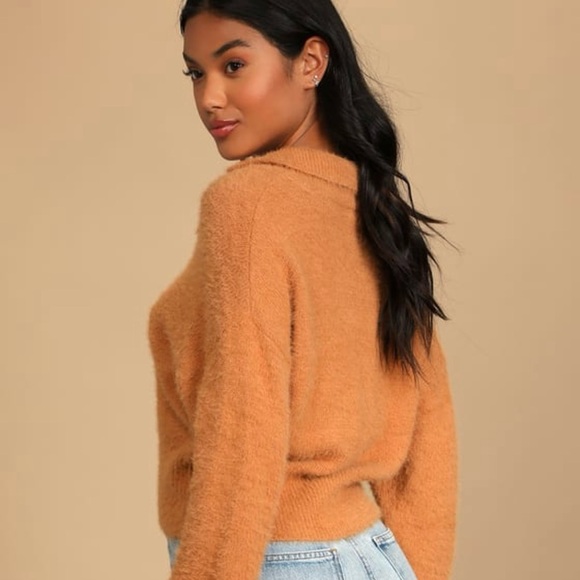 Lulus Cozy Delights Camel Eyelash Knit Sweater - Picture 2 of 10